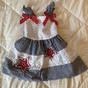 Baby Girl Patriotic Stars Red/White/Blue Seersucker Dress size 2T by goodlad